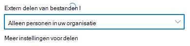 Schermafbeelding van de instellingen voor delen op siteniveau van SharePoint ingesteld op alleen mensen uit uw organisatie