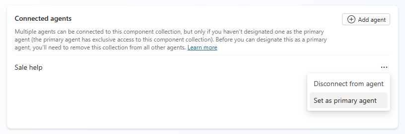 Screenshot waarop de optie staat om de primaire agent in te stellen.