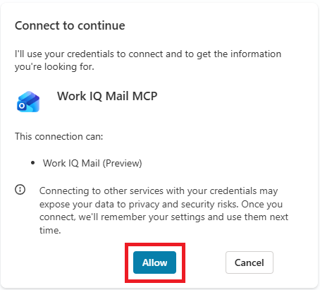 Toont de machtigingsprompt voor de MCP-server