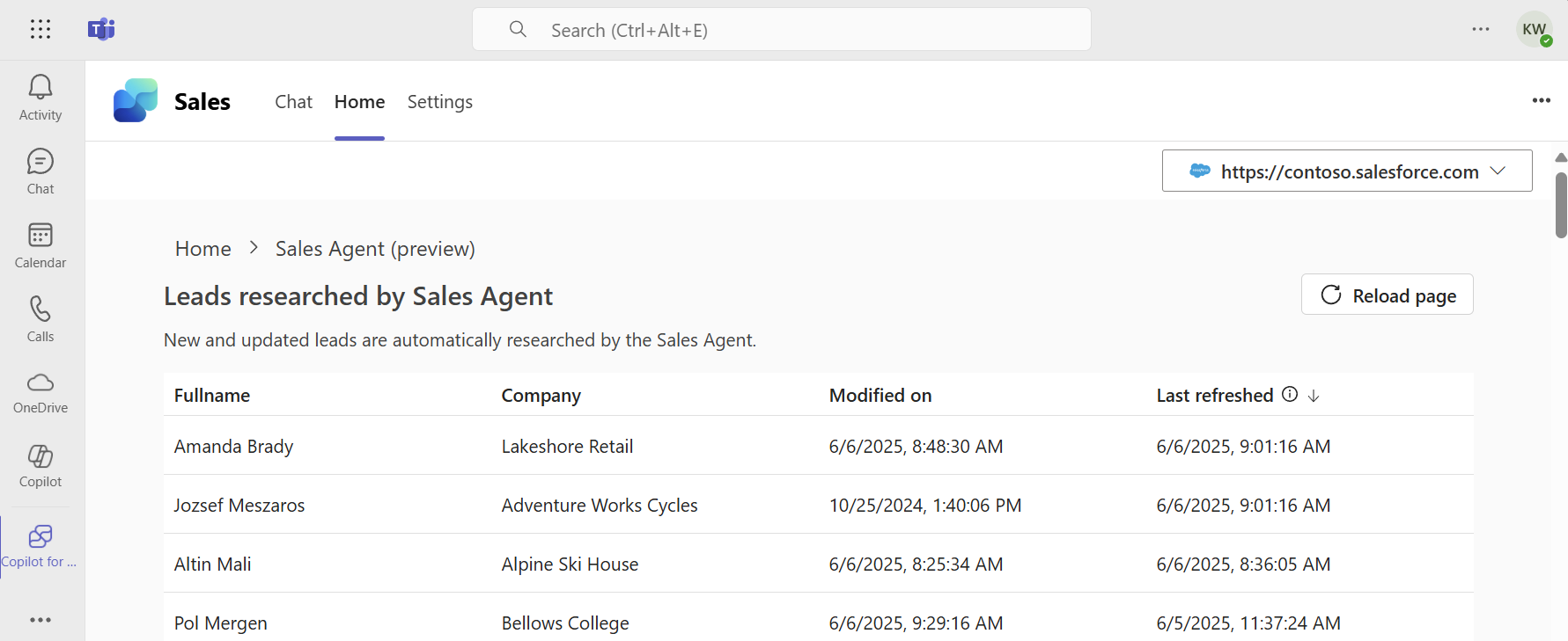 Schermopname van leads die zijn onderzocht door Lead Research en Outreach in de persoonlijke app Sales.