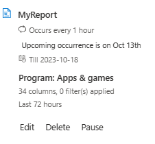 Schermopname van de planning met de geconfigureerde opties.