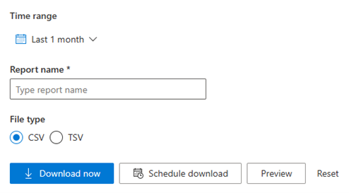 Schermopname van selecties voor rapportnaam.