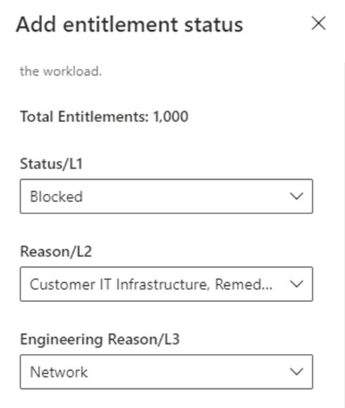 Screenshot illustrating how to add entitlement status and indicate L1, L2, or L3.
