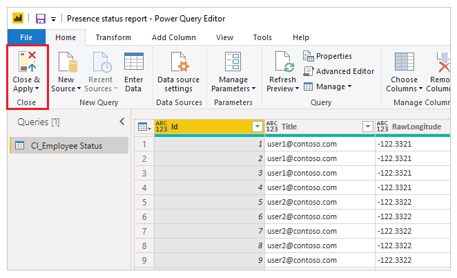 Sluiten en toepassen in Power Query.