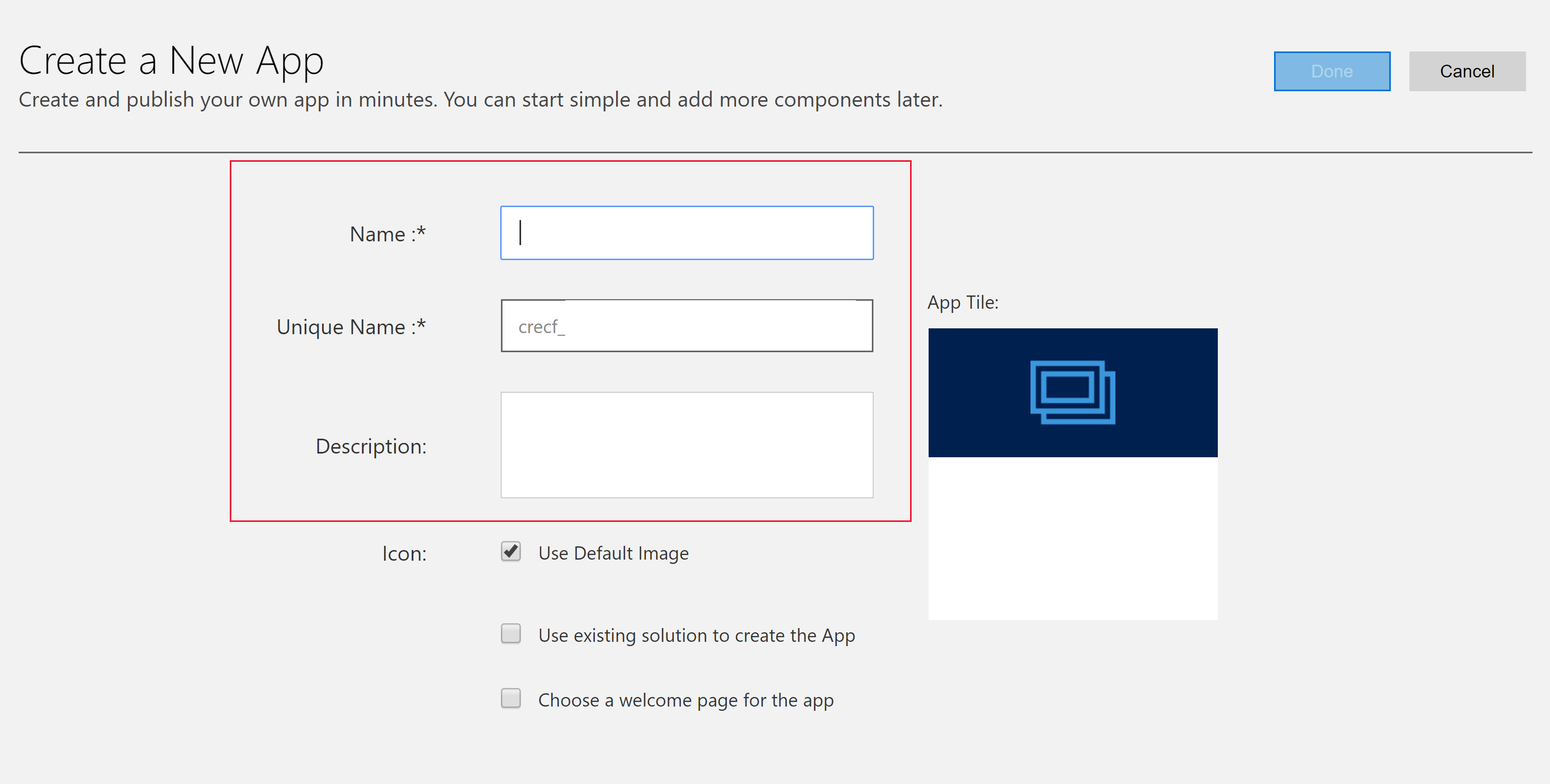 Een nieuwe app maken Maak een nieuwe app.