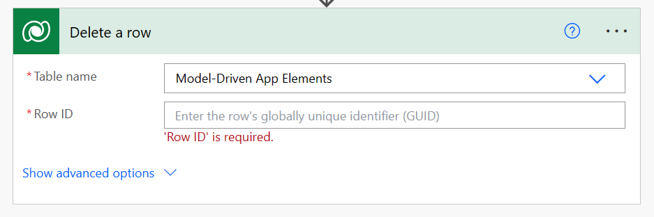 Een rijstroomactie verwijderen met het modelgestuurde app-element Dataverse-tabelrij