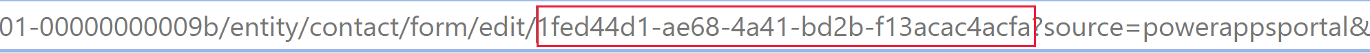 De formulier-ID is te vinden in de browser-URL wanneer u een formulier opent in de moderne formulierontwerper.