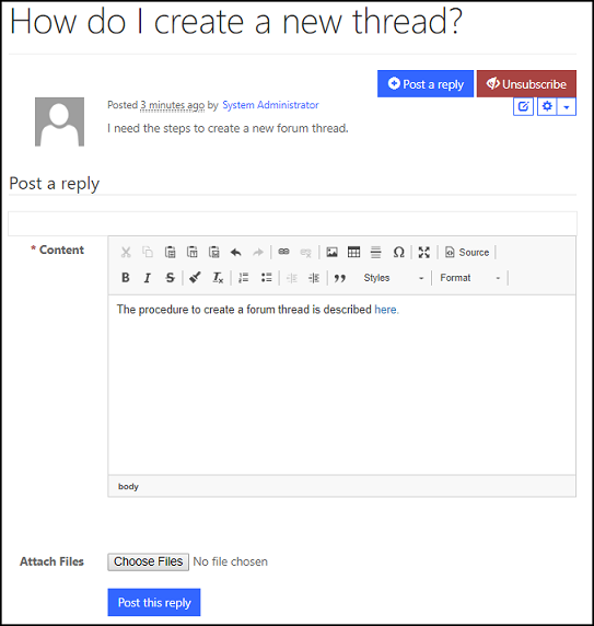 Een forumbericht maken.