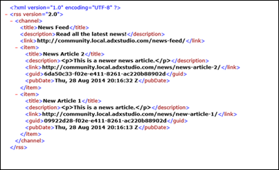 Voorbeeld van een RSS-feed Voorbeeld van een RSS-feed.