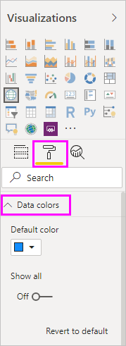 Screenshot shows the Format icon selected with the Bubbles option open and Colors highlighted.