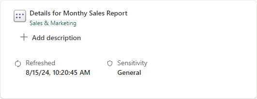 Screenshot of semantic model details section on data details page.