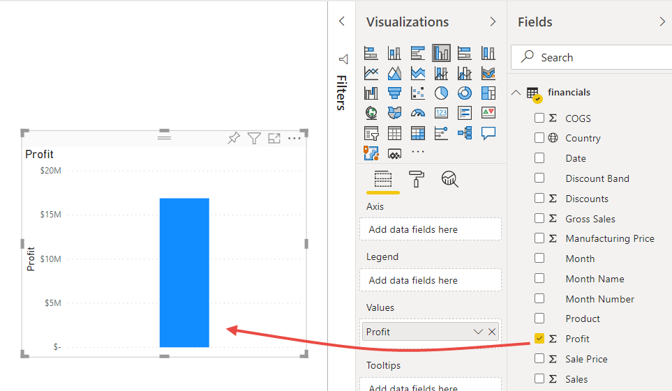 Screenshot of a column chart with one column.