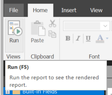 Screenshot of selecting Run on the Home ribbon.