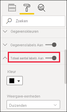 Screenshot showing Total label slider set to On.