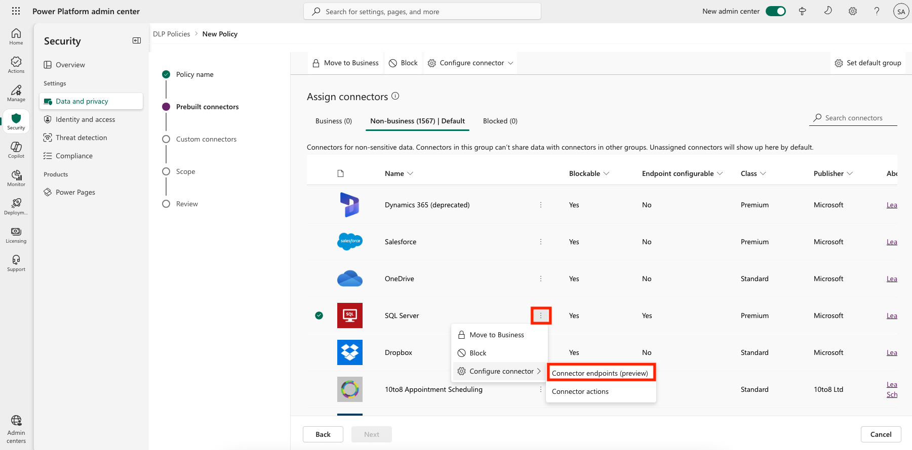 Connector configureren > Connector-eindpunten.