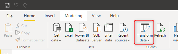 Open Power Query-editor.