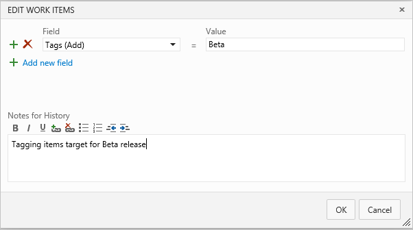 Edit work items - Add tags