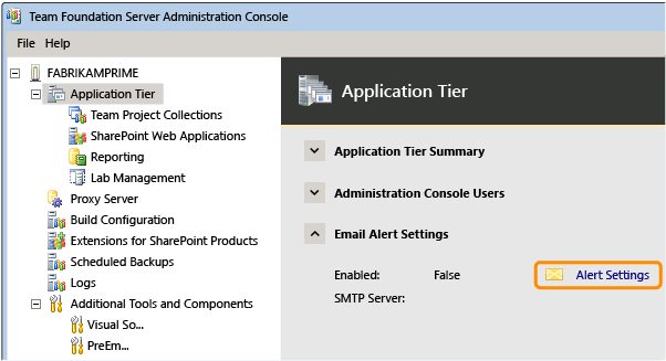 Screenshot showing open email alerts for the application tier.