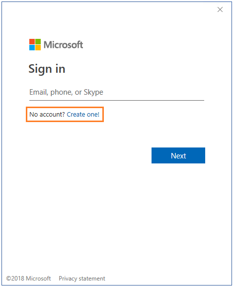 Creating a Microsoft account to open protected document