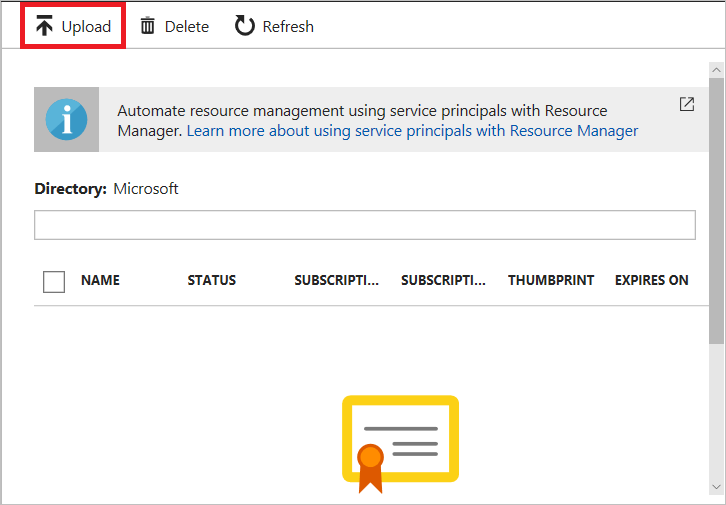 uploaden op de pagina Certificaten