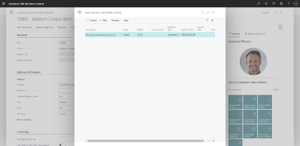 Shows price lists associated with specific customer Price lists associated with specific customer