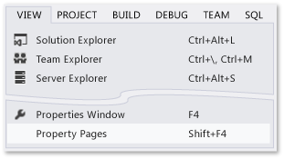 BuildWalk_ViewPropertyPages View menu, Property Pages command