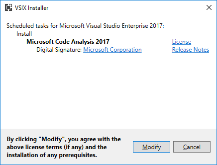 VSIX installer for Microsoft Code Analysis