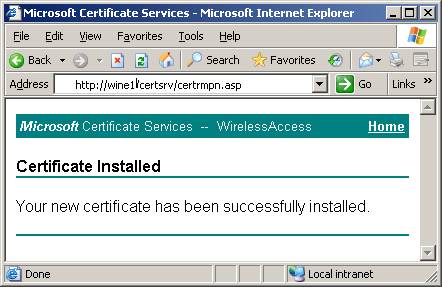 Het certificaat succesvol installeren