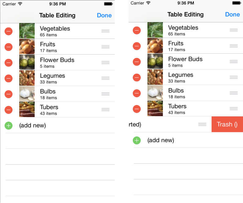 When editing is complete, the temporary add new row is removed