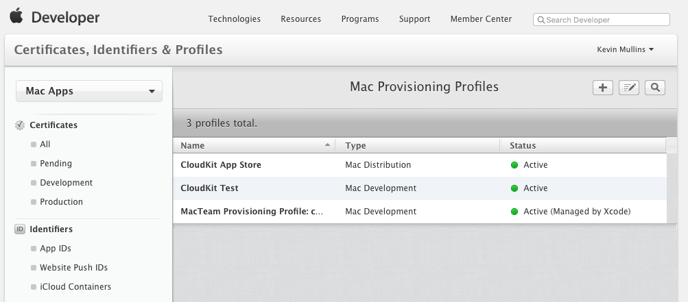 Showing the installed profiles