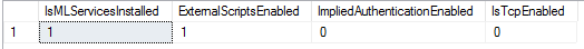 Output from the settings and configuration query