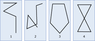 Diagram van voorbeelden van geometrie LineString-exemplaren.