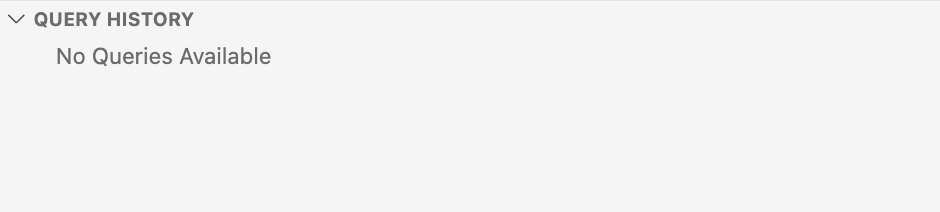Screenshot of Query History viewlet with a blank area below the header.