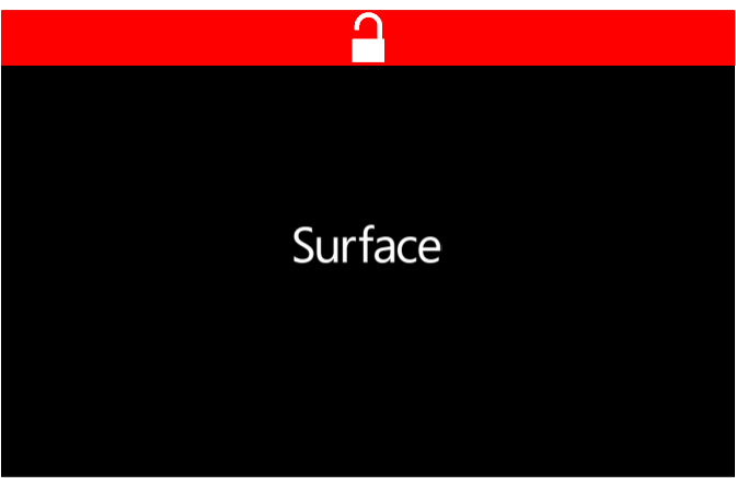 Surface boot screen that indicates Secure Boot has been disabled.