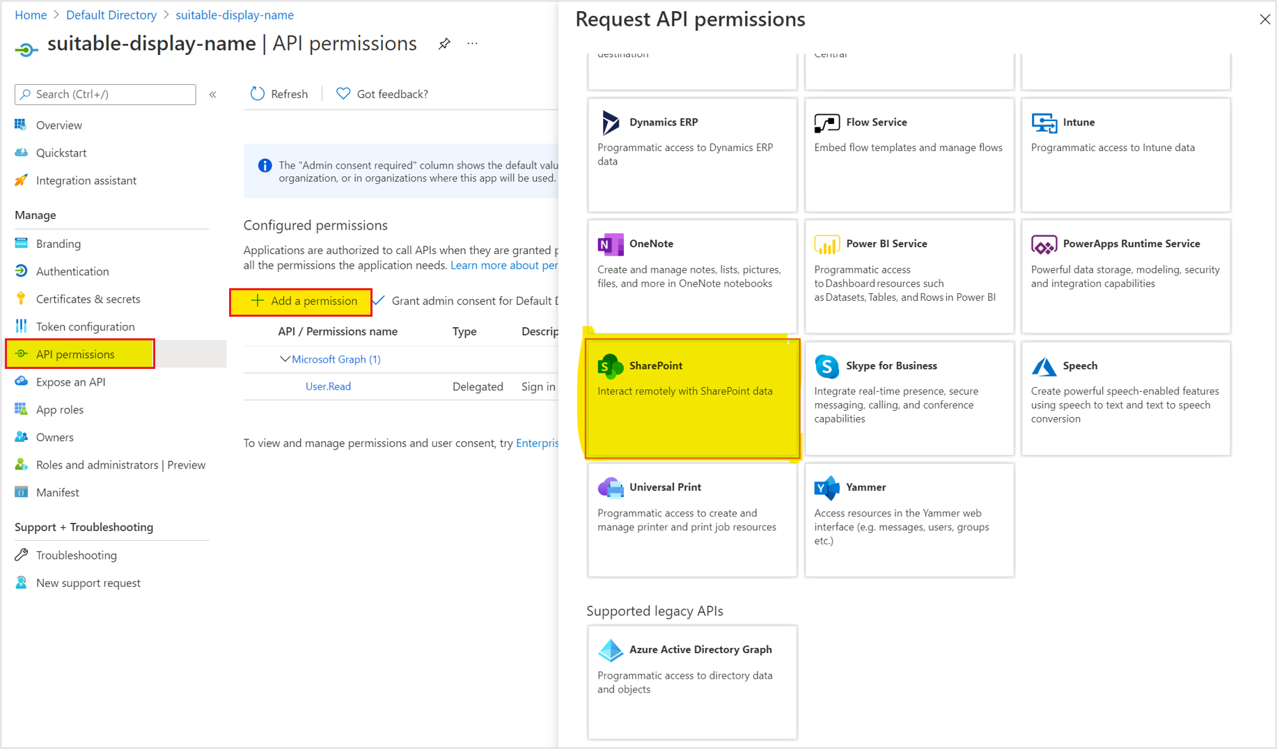 Schermopname van SharePoint-API.