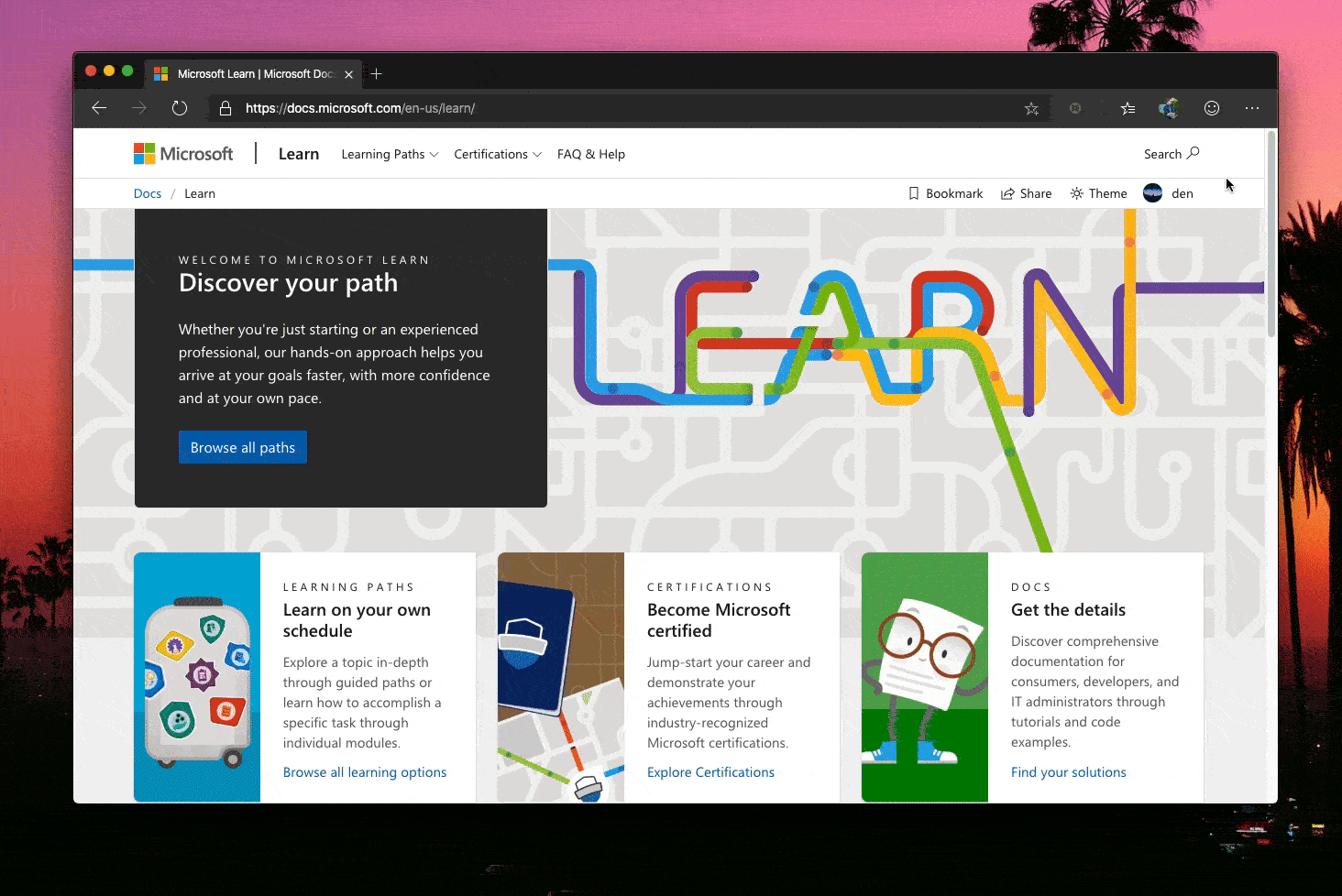 Gebruikersprofiel in Microsoft Learn