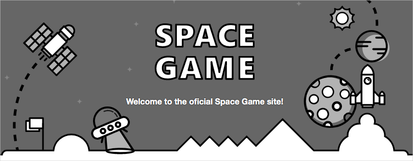 Screenshot of the Space Game website showing a typing error.