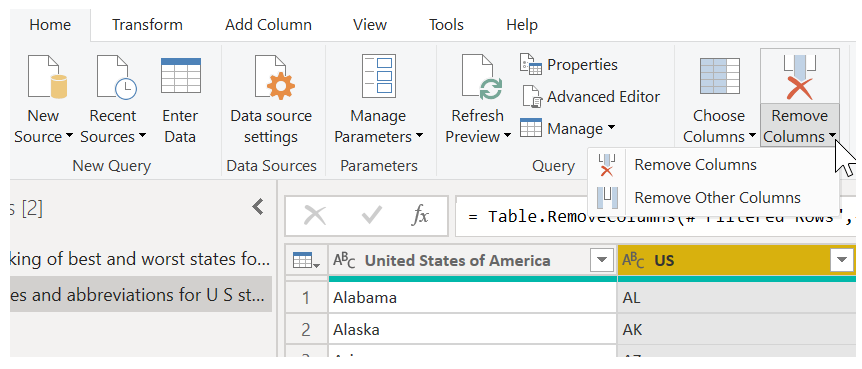 Specifieke kolommen verwijderen