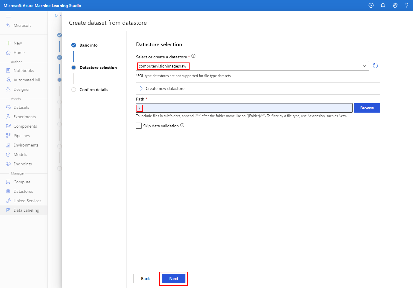 Een schermopname met de selectieopties voor gegevensopslag.