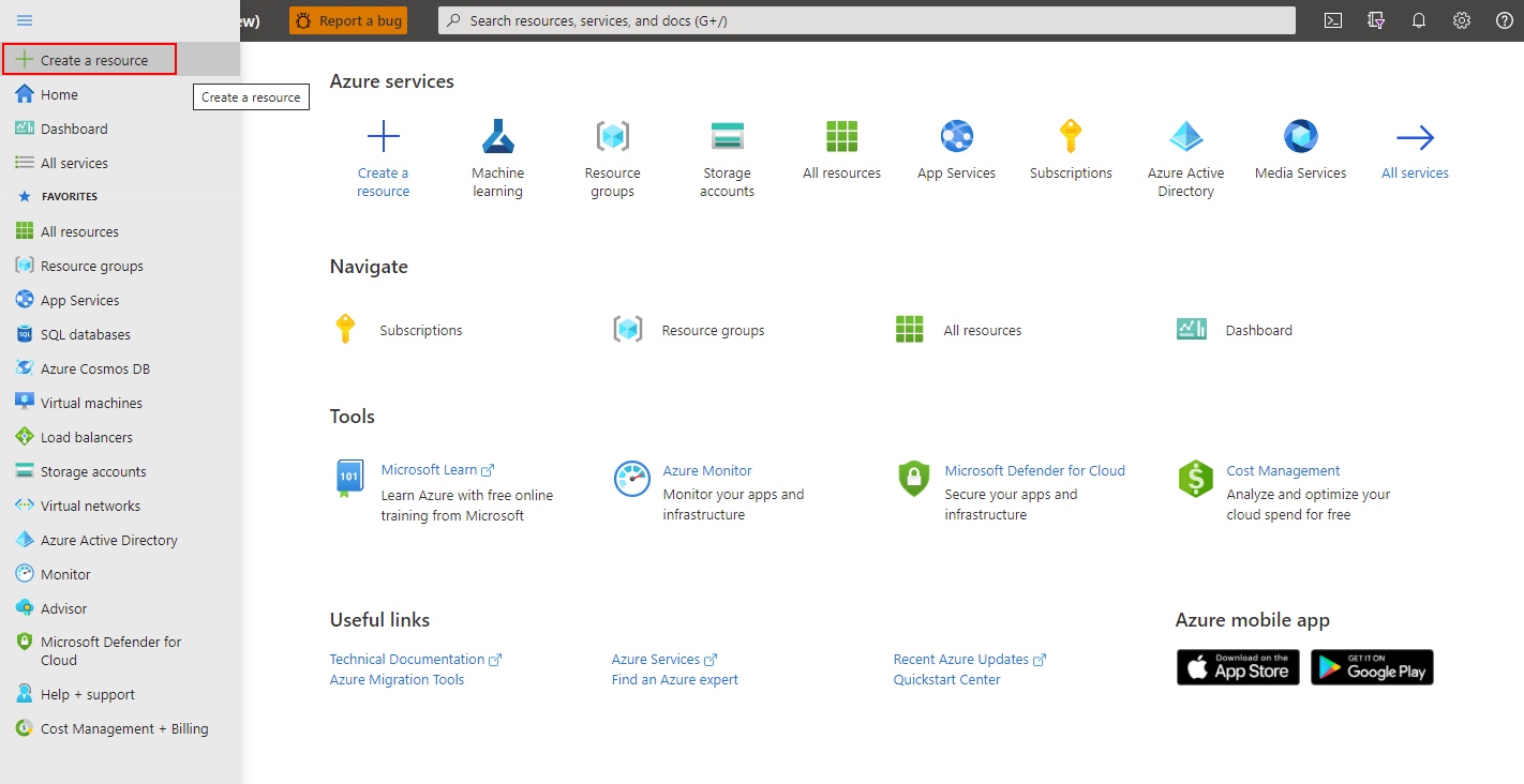 Het maken van een resource-item wordt geselecteerd.