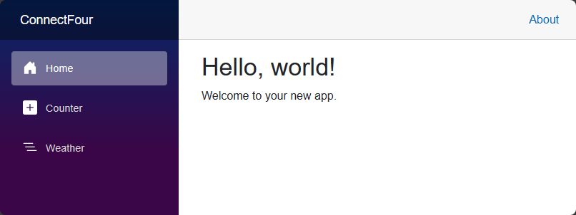 Schermopname van een Blazor-project dat wordt uitgevoerd.