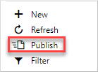 Screenshot of the Add-in pane in Excel. Focus is on the Publish option.