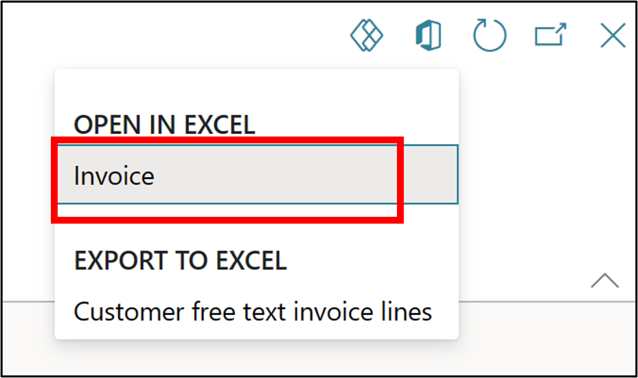 Screenshot of the Free text invoice tab to open in Excel.