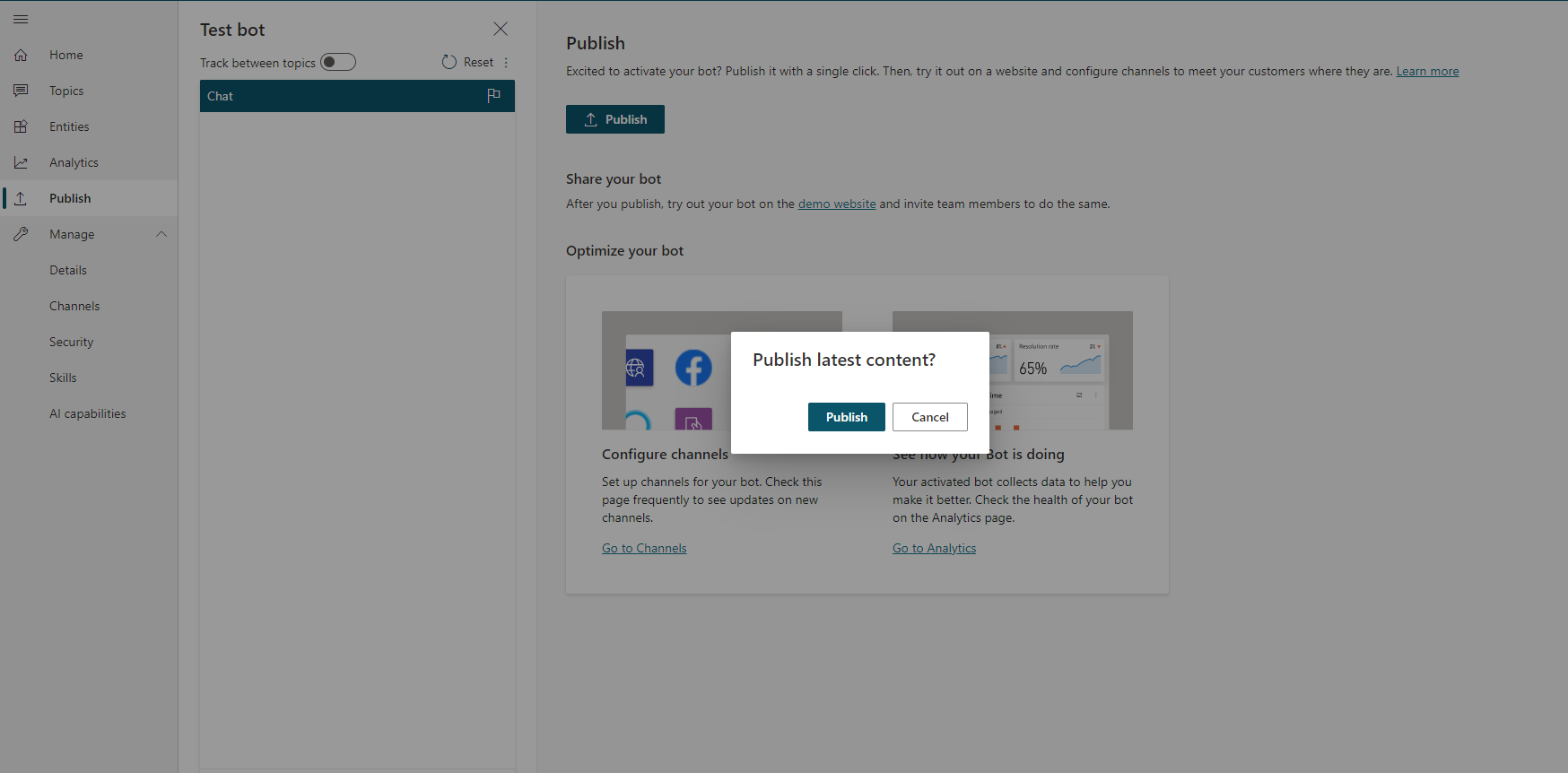 Validate latest bot content for publish
