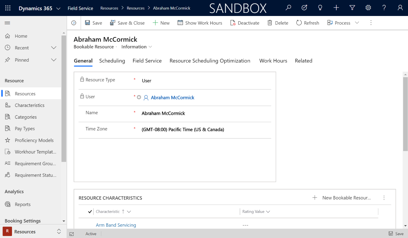 Screenshot of setting the Resource Type field to user.