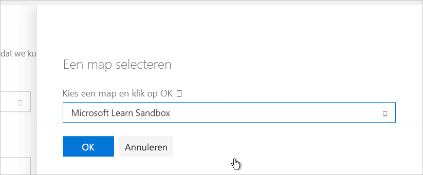 Screenshot of the screen where you select a directory with Microsoft Learn Sandbox selected.