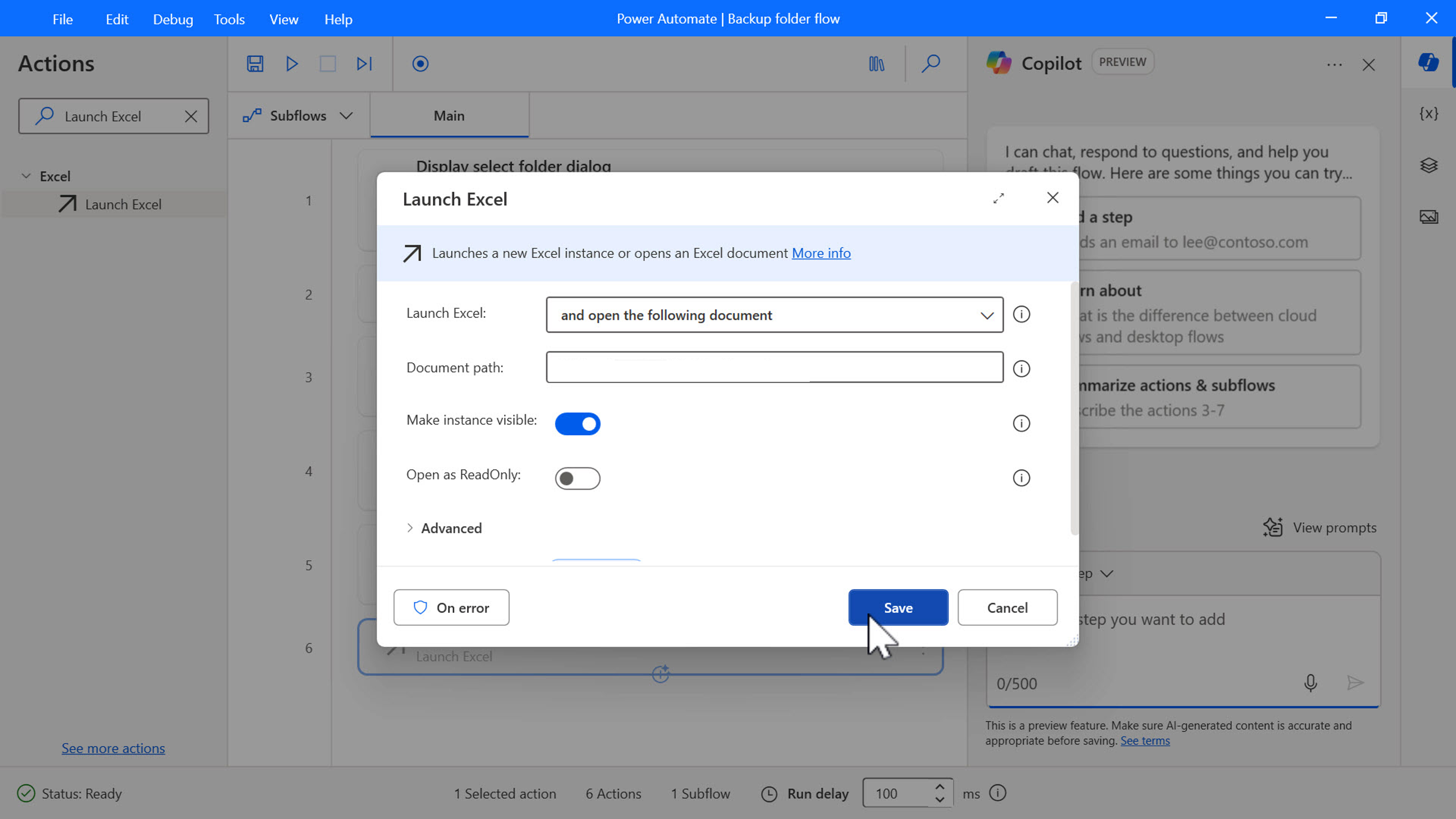 Screenshot of the Launch Excel dialog box.