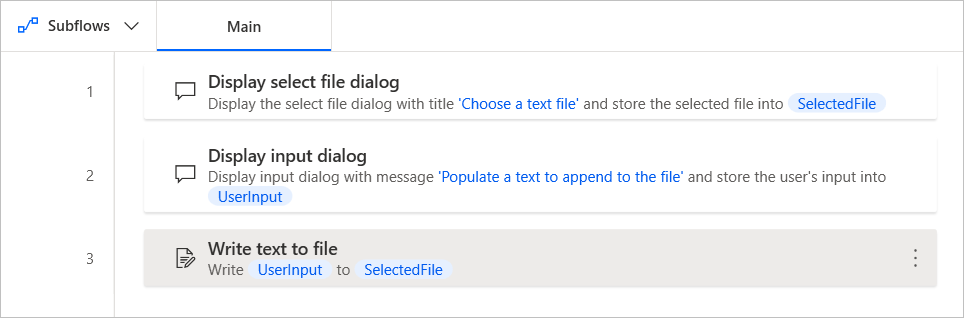 Screenshot of the input function workspace.