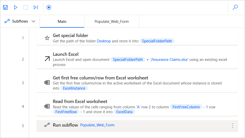 Screenshot of the output function workspace.