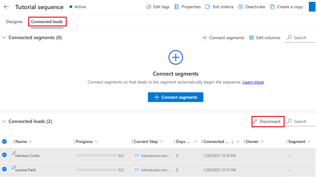 Screenshot of the disconnect button.